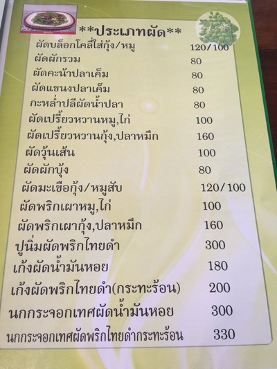 ป้ายราคาหรือสมุดเมนู