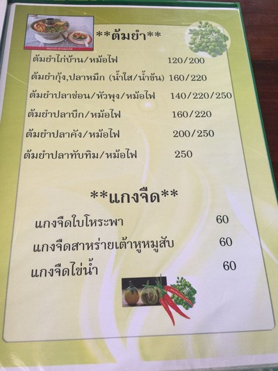 ป้ายราคาหรือสมุดเมนู