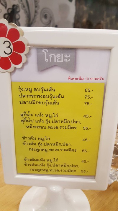 ป้ายราคาหรือสมุดเมนู