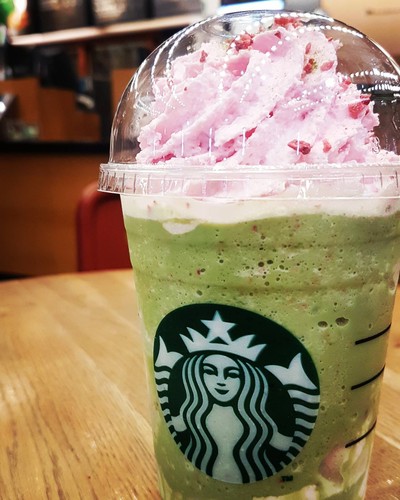 Green Tea Strawberry Blossom Frappuccino .