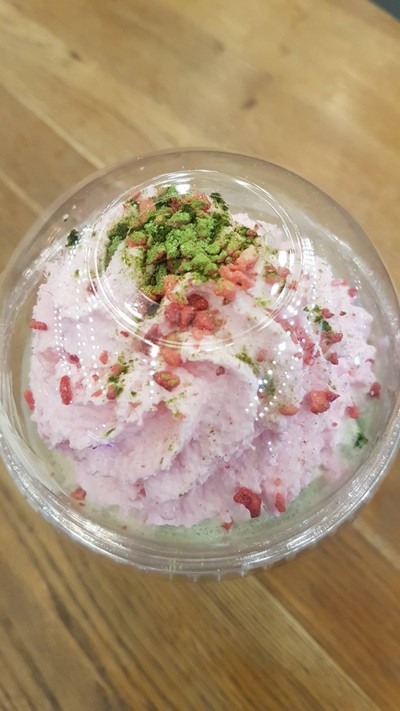 Green Tea Strawberry Blossom Frappuccino .