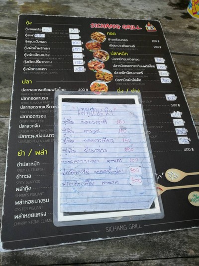 ป้ายราคาหรือสมุดเมนู