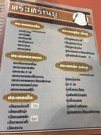 ป้ายราคาหรือสมุดเมนู