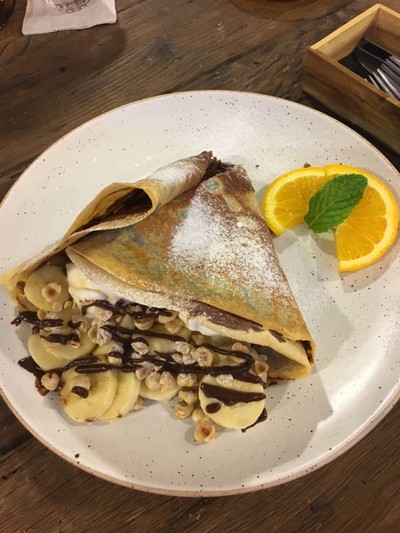 เครปไอศครีมนมสดกล้วยหอมคาราเมล