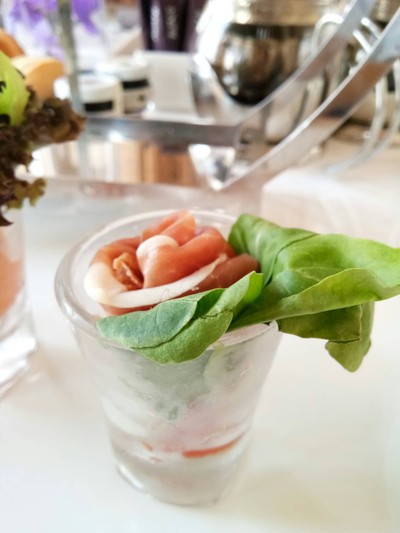 parma ham, rocket, tomato