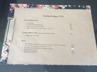 ป้ายราคาหรือสมุดเมนู