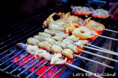 ปลาหมึกสดย่าง สองพี่น้อง