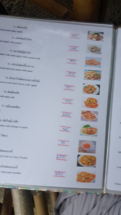 ป้ายราคาหรือสมุดเมนู