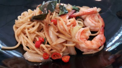 สปาเก็ตตี้สไปซ์ซี่กุ้ง
