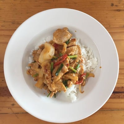 ข้าวราดหมูผัดไข่เค็ม