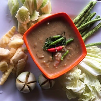 กุ้งหลนผักสด