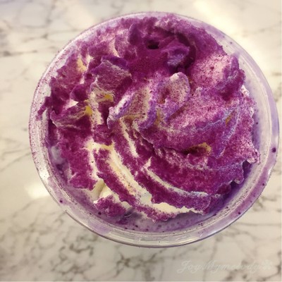 Purple Potato Latte Frappe + Sakura Pudding