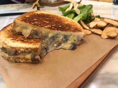 Roasted Mushroom and French Onion Grilled Cheese Sandwich