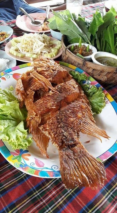 เมี่ยงปลาทับทิมทอด