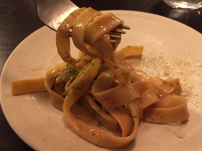 Shrimp noodles & shrimp head sauce kaffir lime, red chili