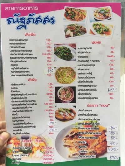 ป้ายราคาหรือสมุดเมนู