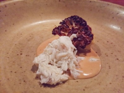 Crab, Cauliflower, Whey with “Potato Mochi”