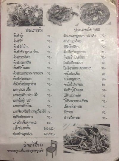 ป้ายราคาหรือสมุดเมนู