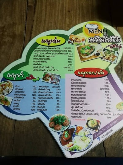 ป้ายราคาหรือสมุดเมนู