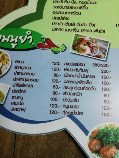 ป้ายราคาหรือสมุดเมนู