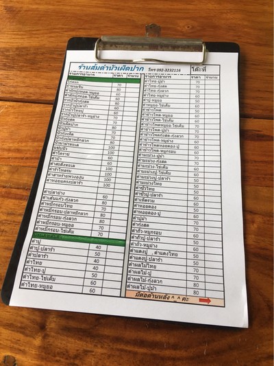 ป้ายราคาหรือสมุดเมนู