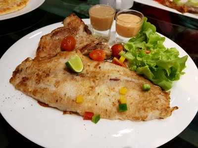 Pork Chop + Grilled Dory