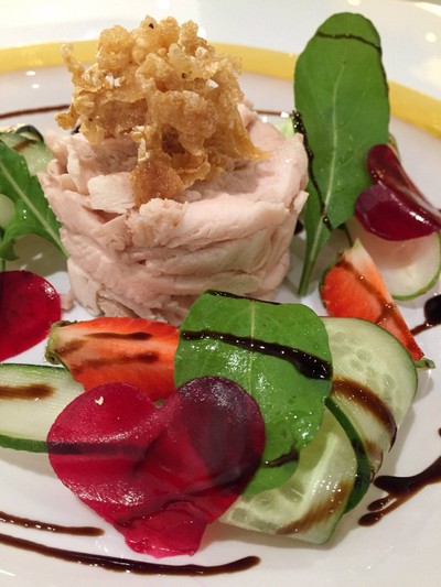 Sous-vide chicken breast and grape sauce