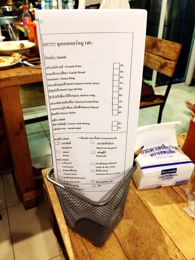 ป้ายราคาหรือสมุดเมนู