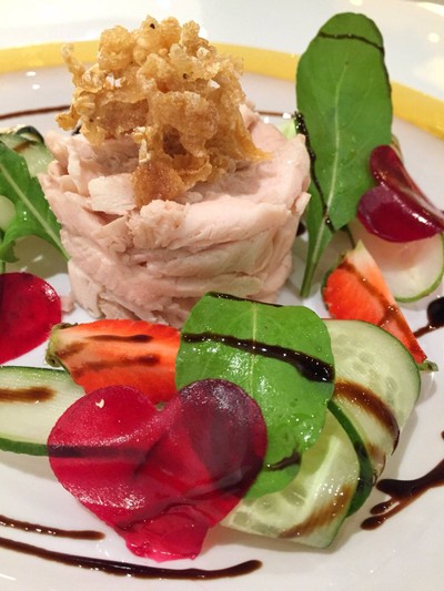 Sous-vide chicken breast and grape sauce