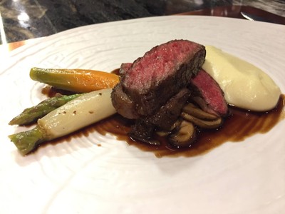 Pan seared Australian wagyu rib eye steak with creamy mashed potato