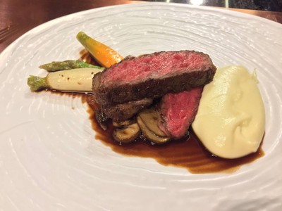 Pan seared Australian wagyu rib eye steak with creamy mashed potato