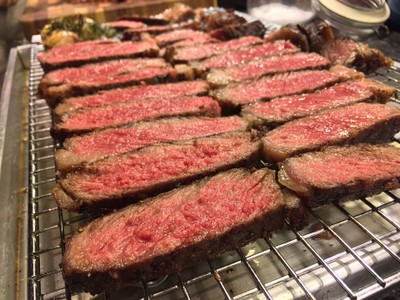 Pan seared Australian wagyu rib eye steak with creamy mashed potato
