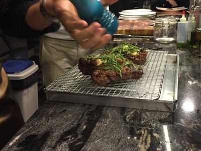 Pan seared Australian wagyu rib eye steak with creamy mashed potato