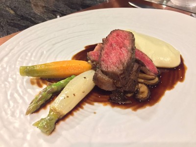 Pan seared Australian wagyu rib eye steak with creamy mashed potato
