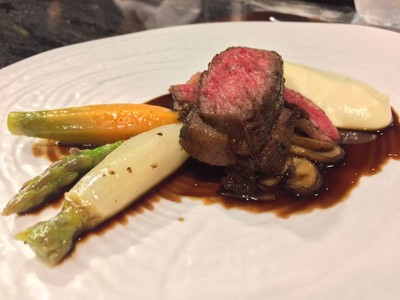 Pan seared Australian wagyu rib eye steak with creamy mashed potato