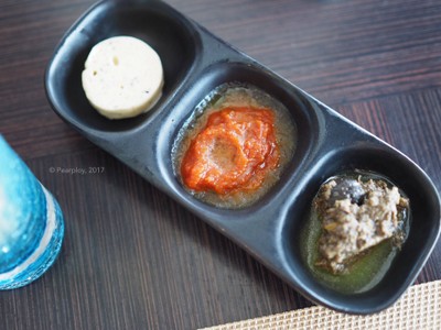 truffle butter, tomato chutney, olive tapenade