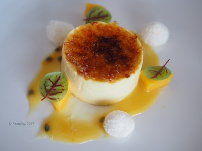 Passion Fruit Crème Brulee , Coconut Meringue