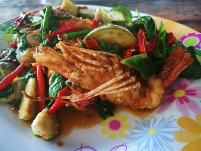 กุ้งผัดพริกขี้หนู