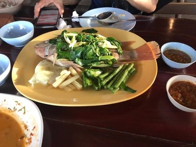 ปลาทับทิมนึ่งแจ่ว