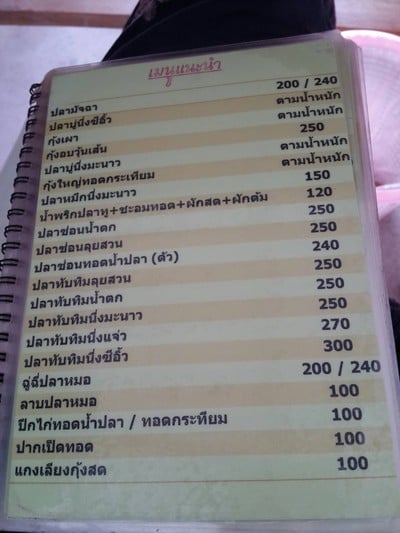 ป้ายราคาหรือสมุดเมนู