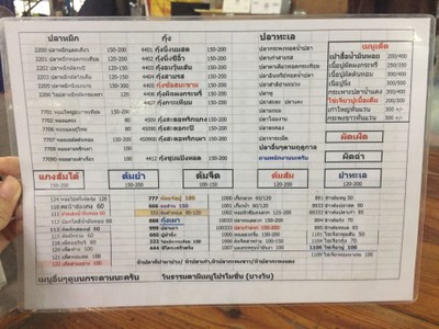 ป้ายราคาหรือสมุดเมนู