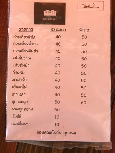 ป้ายราคาหรือสมุดเมนู