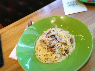 สปาเก็ตตี้แฮมเห็ดน้ำมันทรัฟเฟิ้ล