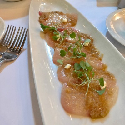 King Fish Sashimi , Ginger, Eschallot, Persian Feta