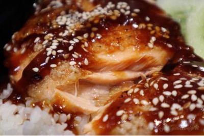 Teriyaki Salmon with Rice + Soup ข้าวหน้าปลาแซลมอนเทอริยากิ + ซุป