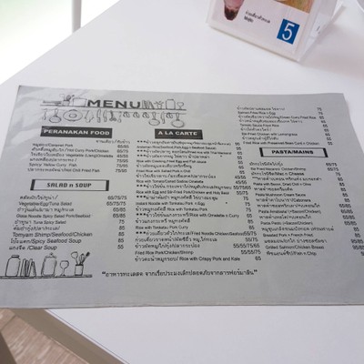 ป้ายราคาหรือสมุดเมนู