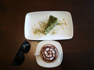 ม๊อคค่าร้อน+เค๊กชาเขียวถั่วแดง