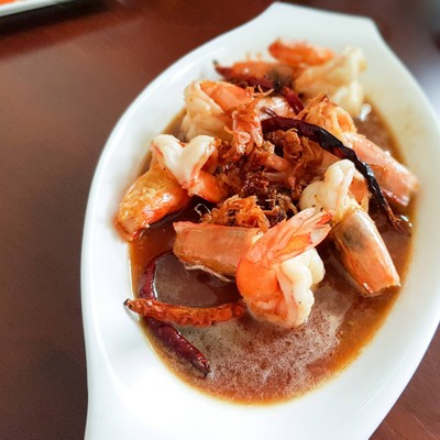 กุ้งราดซอสมะขาม