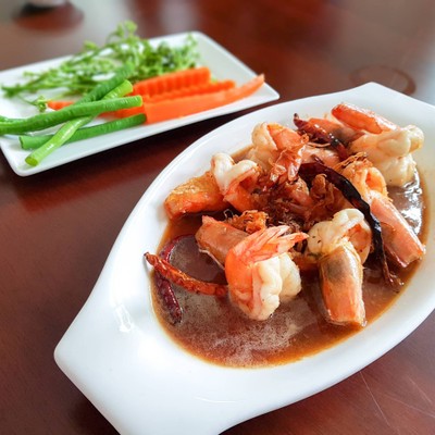 กุ้งราดซอสมะขาม