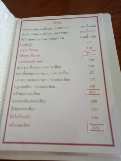 ป้ายราคาหรือสมุดเมนู